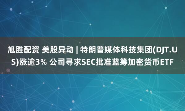 旭胜配资 美股异动 | 特朗普媒体科技集团(DJT.US)涨逾3% 公司寻求SEC批准蓝筹加密货币ETF