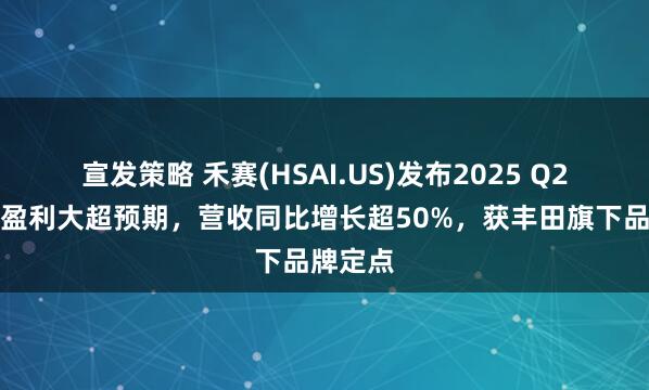 宣发策略 禾赛(HSAI.US)发布2025 Q2财报：盈利大超预期，营收同比增长超50%，获丰田旗下品牌定点